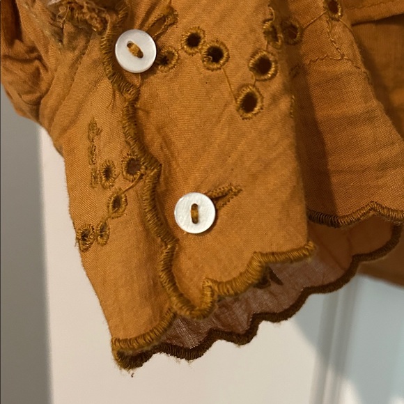 Free People Mustard Embroidered Blouse - Picture 2 of 8